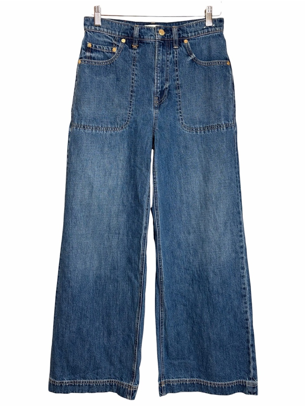 cult gaia High-Waist Wide Leg Blue Jeans - Picture 4 of 12